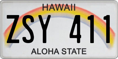HI license plate ZSY411