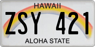 HI license plate ZSY421