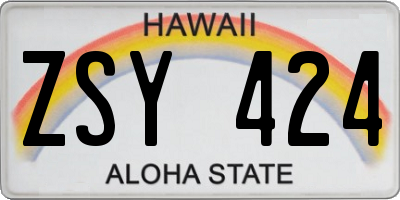 HI license plate ZSY424