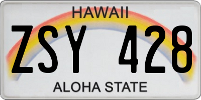 HI license plate ZSY428