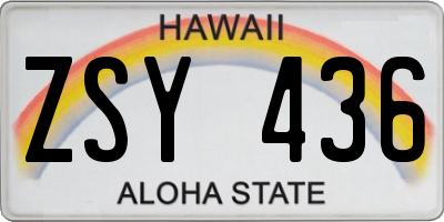 HI license plate ZSY436