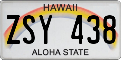 HI license plate ZSY438