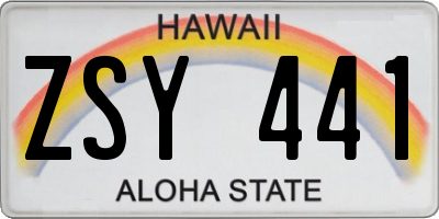 HI license plate ZSY441