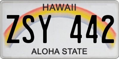 HI license plate ZSY442