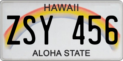 HI license plate ZSY456
