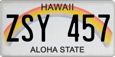 HI license plate ZSY457
