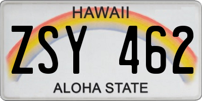 HI license plate ZSY462