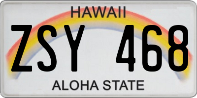 HI license plate ZSY468