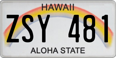 HI license plate ZSY481