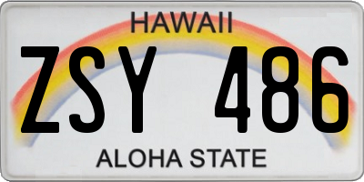 HI license plate ZSY486