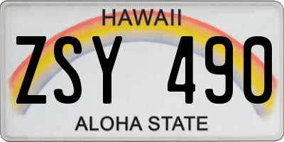 HI license plate ZSY490