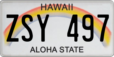 HI license plate ZSY497