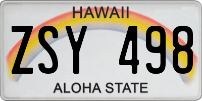 HI license plate ZSY498