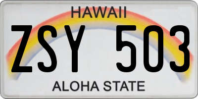 HI license plate ZSY503