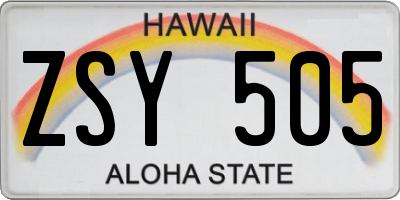 HI license plate ZSY505