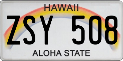 HI license plate ZSY508