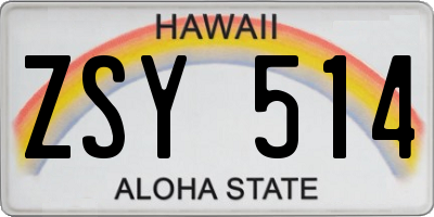 HI license plate ZSY514
