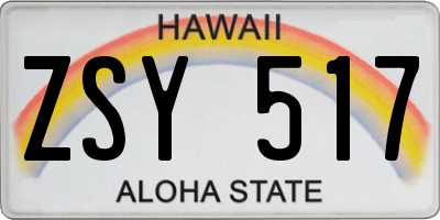 HI license plate ZSY517
