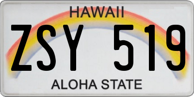 HI license plate ZSY519