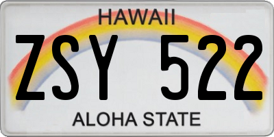 HI license plate ZSY522