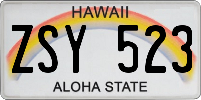 HI license plate ZSY523