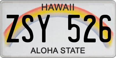 HI license plate ZSY526