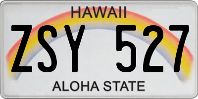 HI license plate ZSY527