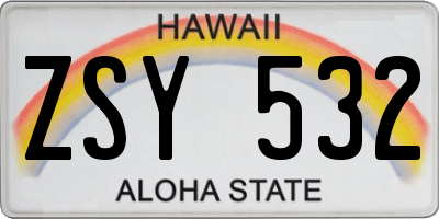 HI license plate ZSY532