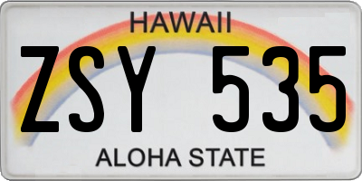 HI license plate ZSY535