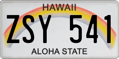 HI license plate ZSY541