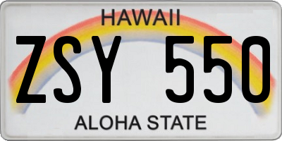 HI license plate ZSY550