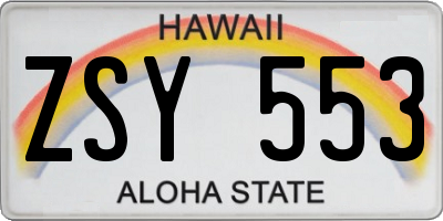 HI license plate ZSY553