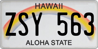 HI license plate ZSY563