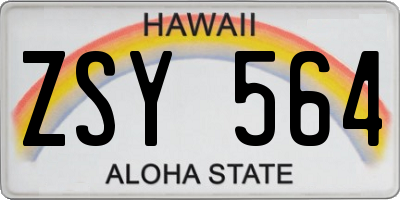 HI license plate ZSY564