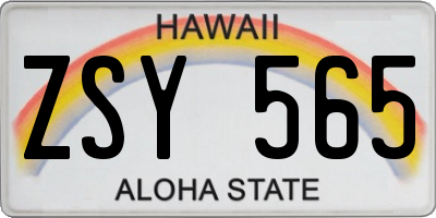 HI license plate ZSY565
