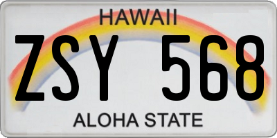 HI license plate ZSY568