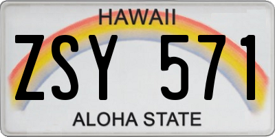 HI license plate ZSY571