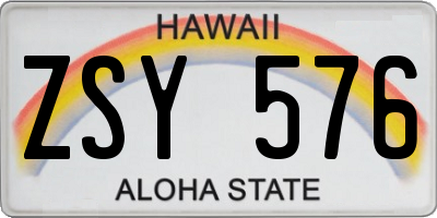 HI license plate ZSY576