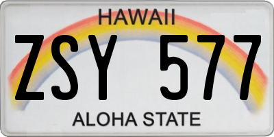 HI license plate ZSY577