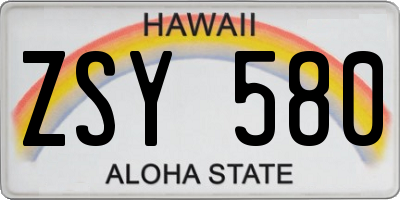 HI license plate ZSY580
