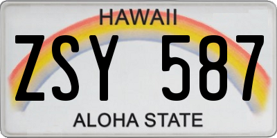 HI license plate ZSY587