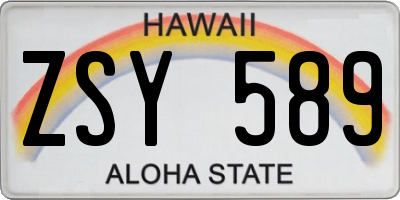 HI license plate ZSY589