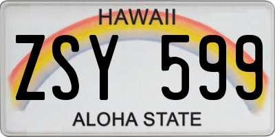 HI license plate ZSY599