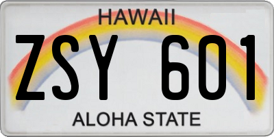 HI license plate ZSY601