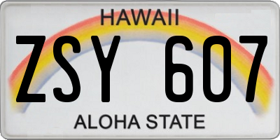 HI license plate ZSY607