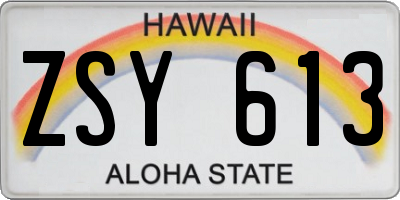 HI license plate ZSY613