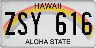 HI license plate ZSY616
