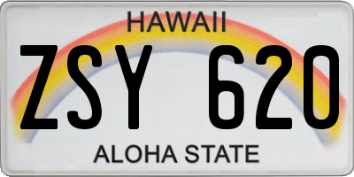 HI license plate ZSY620