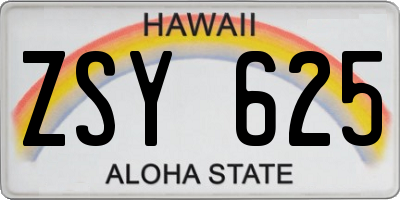 HI license plate ZSY625