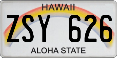 HI license plate ZSY626